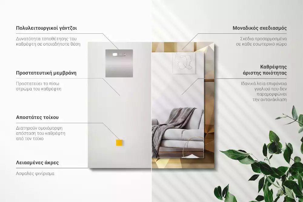 Decorațiuni perete cu oglindă Forme geometrice