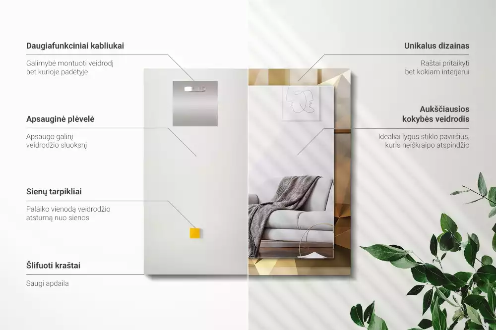 Decorațiuni perete cu oglindă Forme geometrice