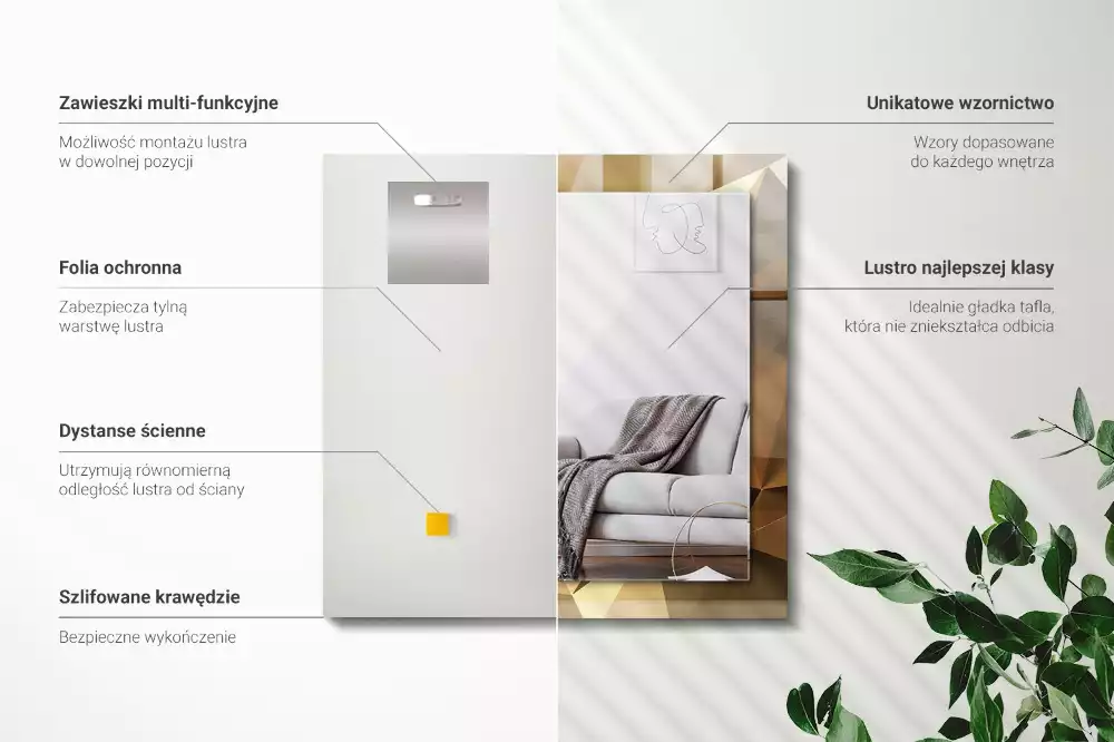 Decorațiuni perete cu oglindă Forme geometrice