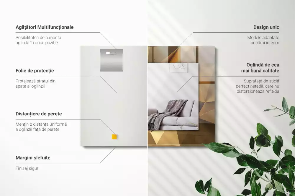 Decorațiuni perete cu oglindă Forme geometrice