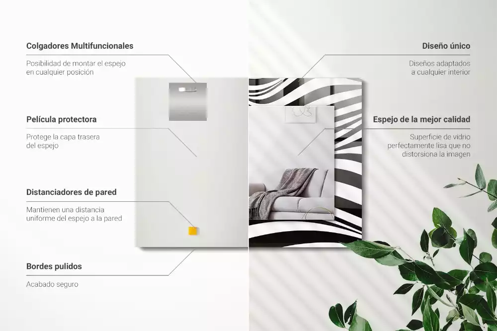 Oglindă imprimată Valuri alb-negru