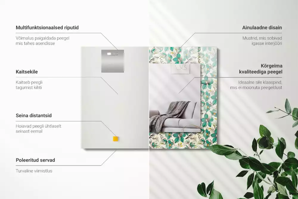 Decorațiuni de perete cu oglinzi Păsări și flori