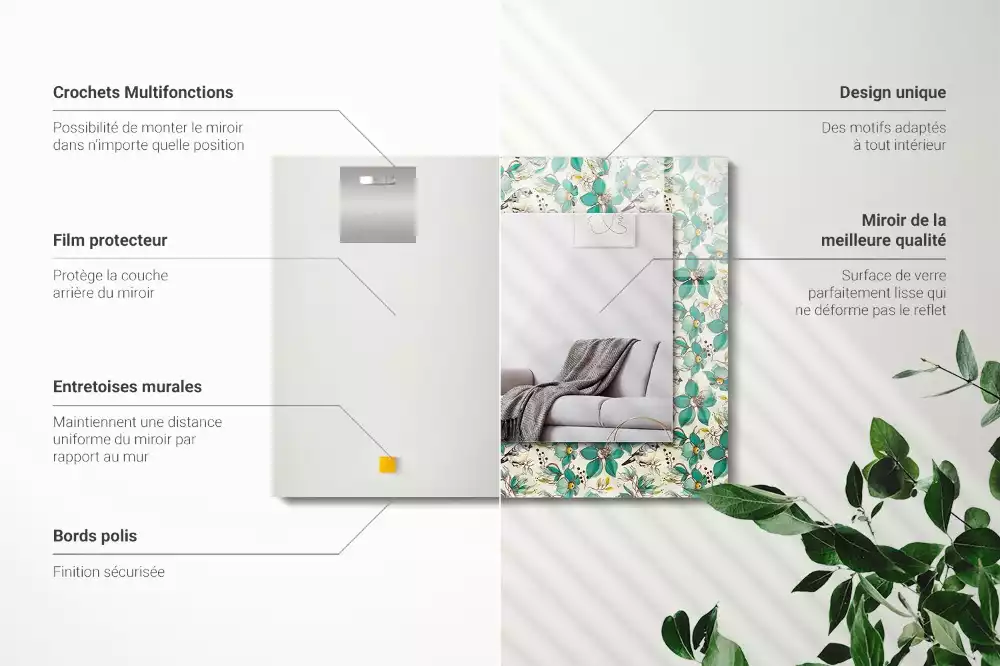 Decorațiuni de perete cu oglinzi Păsări și flori