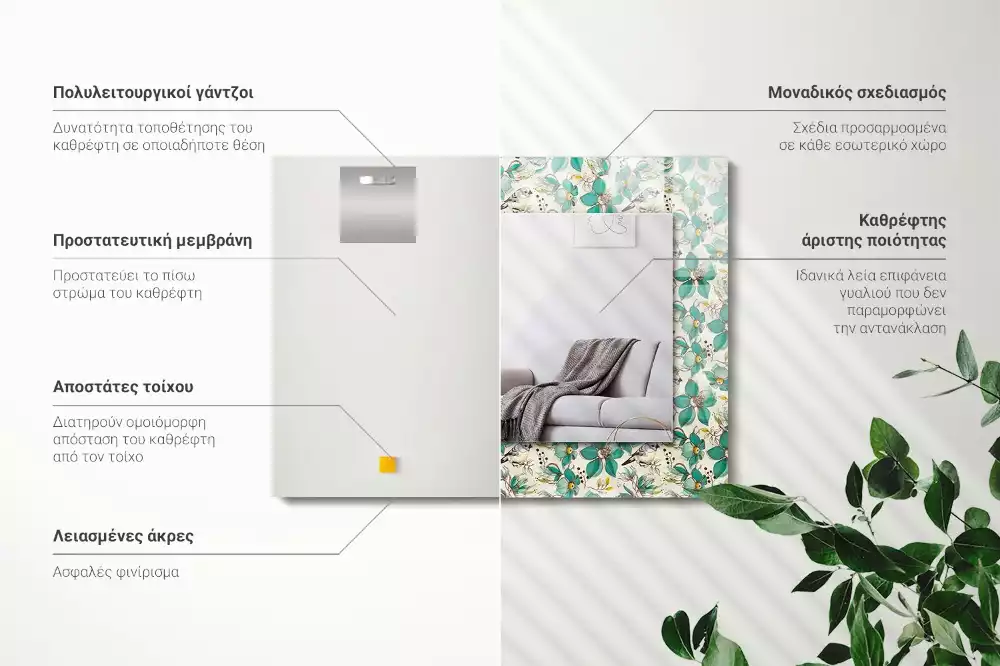 Decorațiuni de perete cu oglinzi Păsări și flori