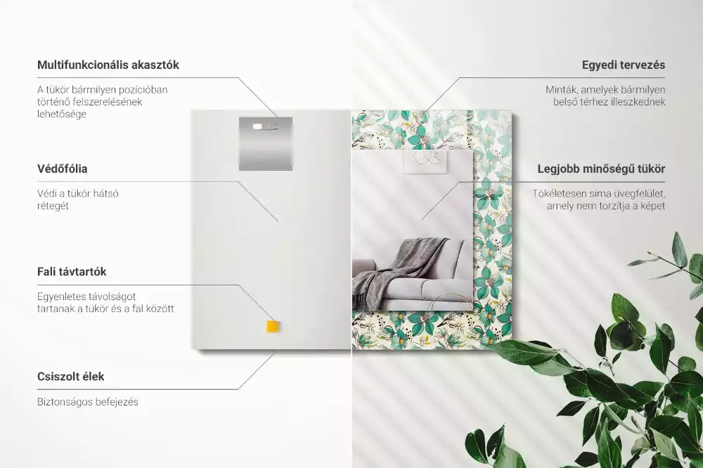 Decorațiuni de perete cu oglinzi Păsări și flori