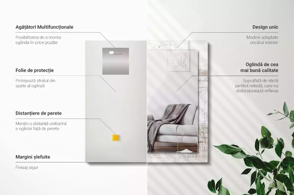 Oglindă imprimată Lemn vechi