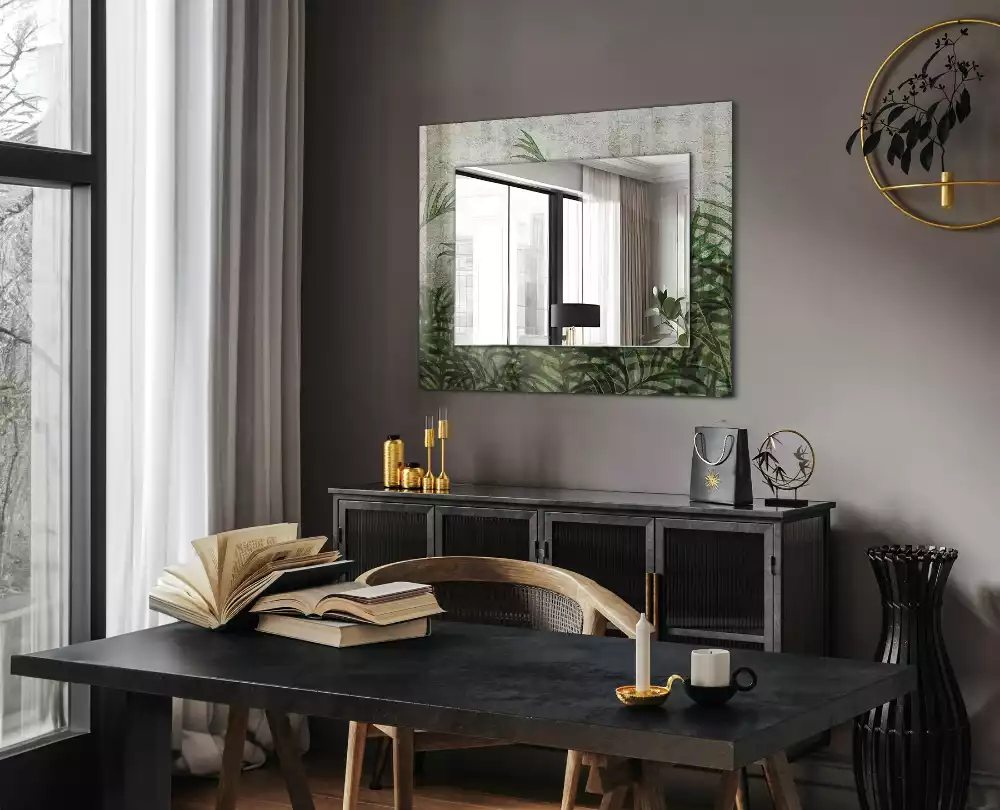 Decorațiuni de perete cu oglinzi Frunze verzi de ferigă