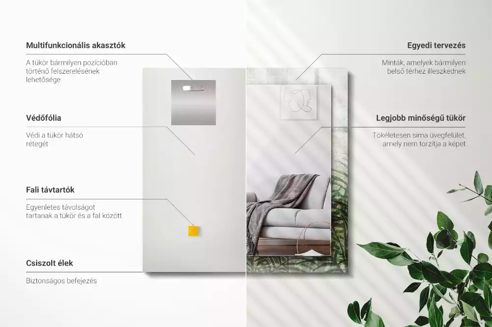 Decorațiuni de perete cu oglinzi Frunze verzi de ferigă