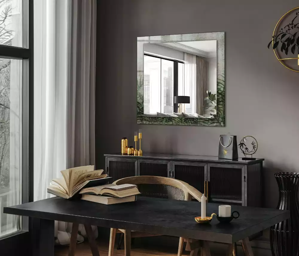 Decorațiuni de perete cu oglinzi Frunze verzi de ferigă