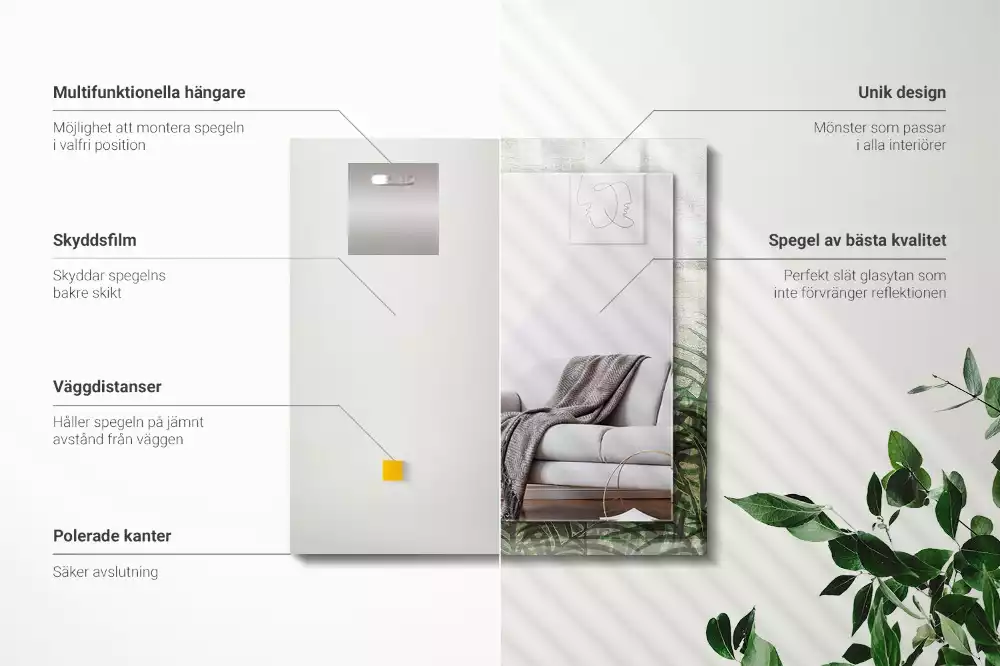 Decorațiuni de perete cu oglinzi Frunze verzi de ferigă