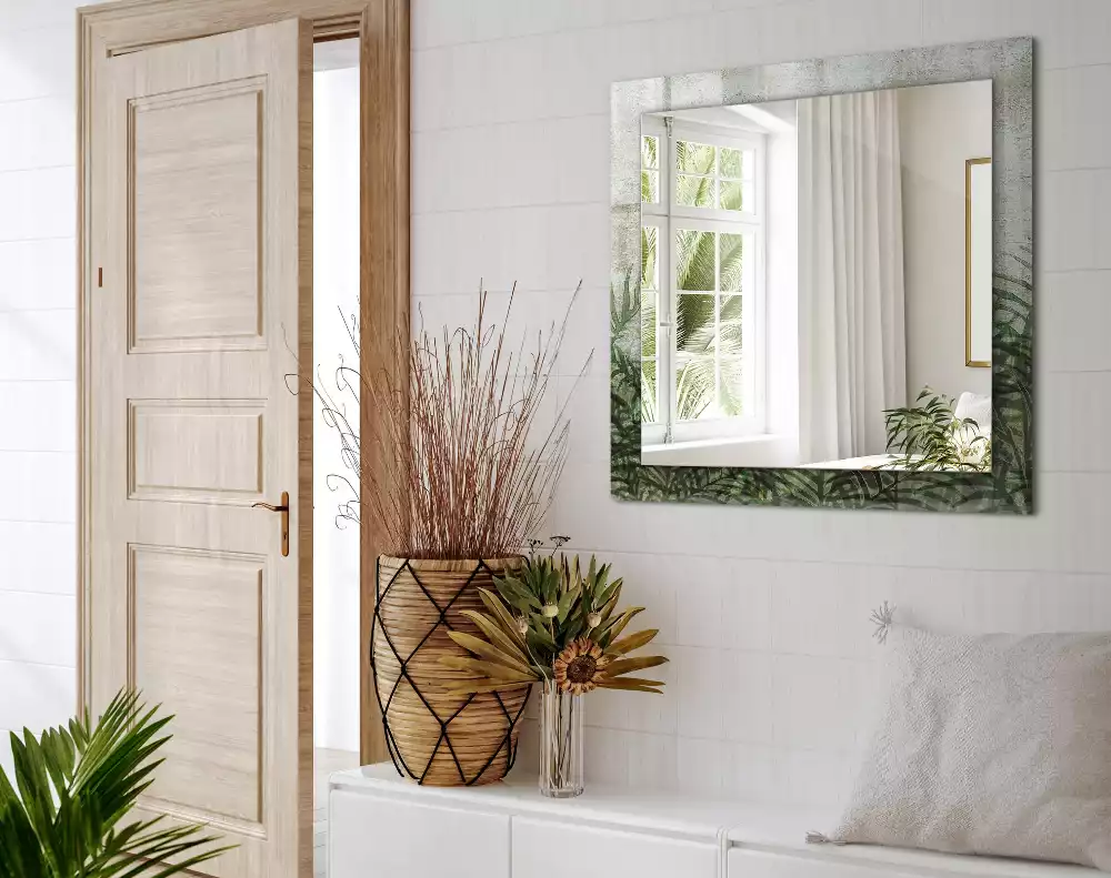 Decorațiuni de perete cu oglinzi Frunze verzi de ferigă