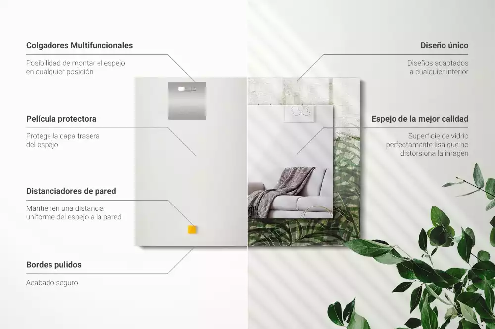 Decorațiuni de perete cu oglinzi Frunze verzi de ferigă