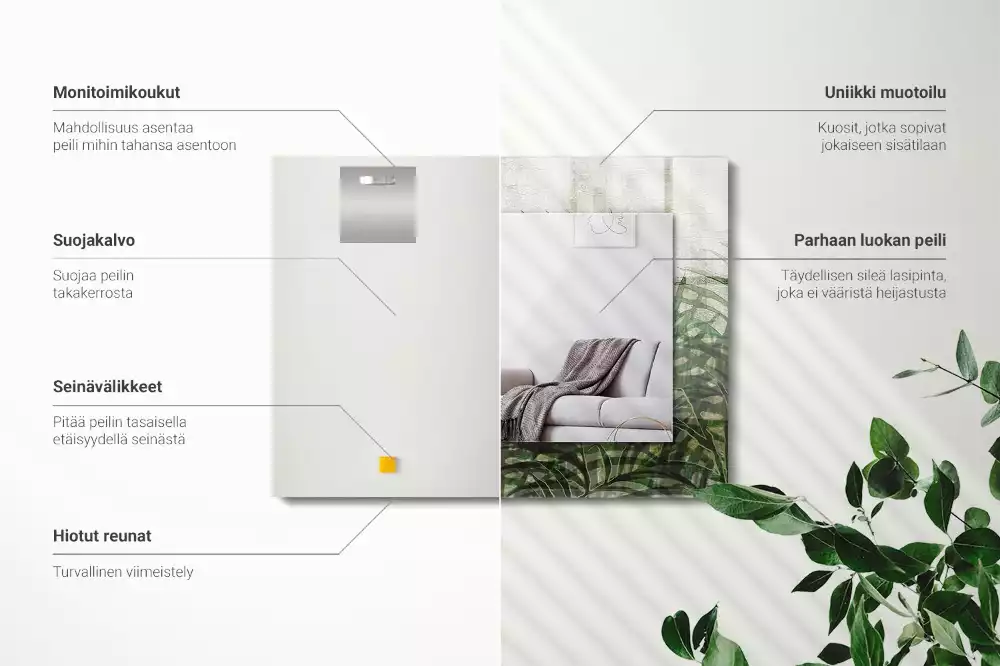 Decorațiuni de perete cu oglinzi Frunze verzi de ferigă