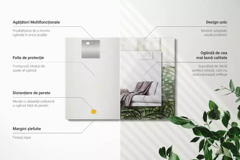 Decorațiuni de perete cu oglinzi Frunze verzi de ferigă