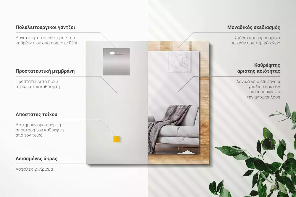 Decorațiuni perete cu oglindă Lemn texturat