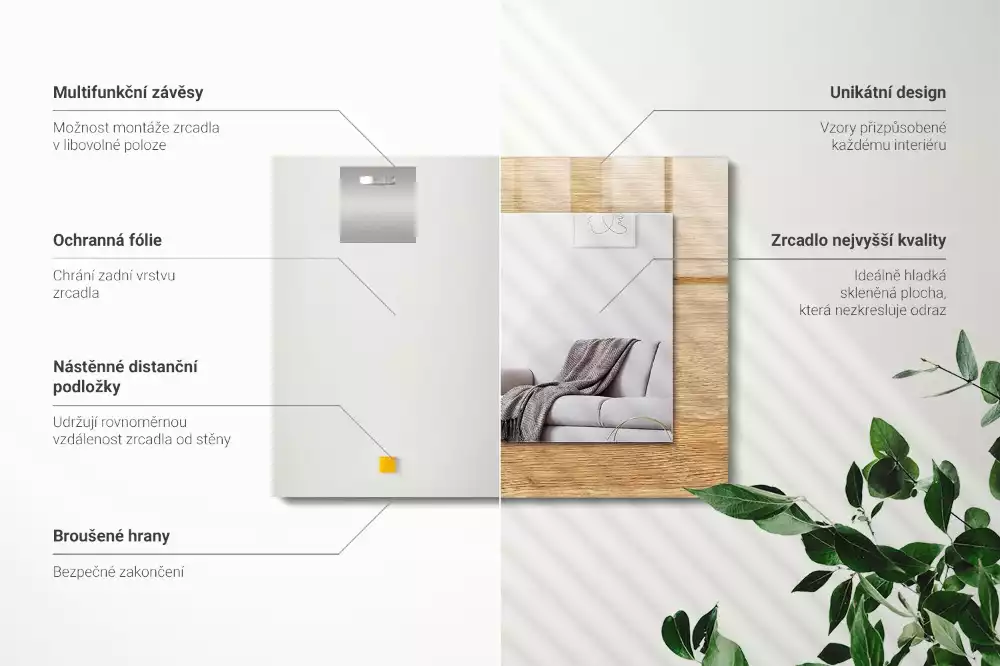 Decorațiuni perete cu oglindă Lemn texturat