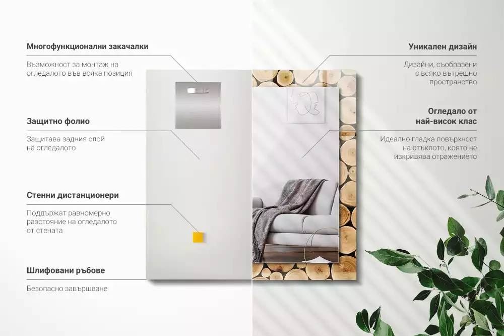 Oglindă imprimată Secțiuni de trunchi de copac