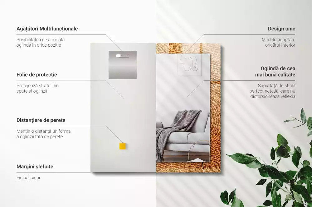 Decorațiuni de perete cu oglinzi Secțiune de trunchi inele