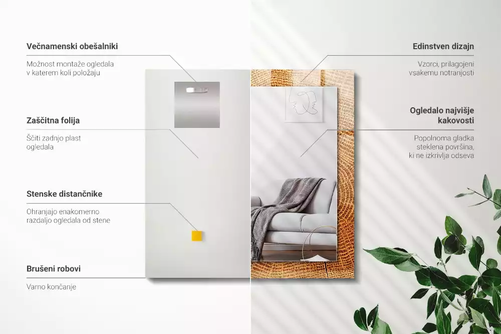 Decorațiuni de perete cu oglinzi Secțiune de trunchi inele