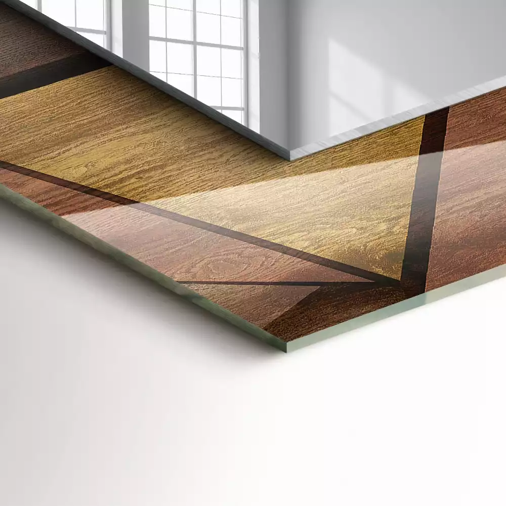 Decorațiuni perete cu oglindă Modele geometrice din lemn