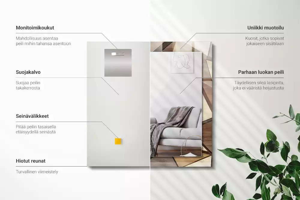 Decorațiuni perete cu oglindă Modele geometrice din lemn