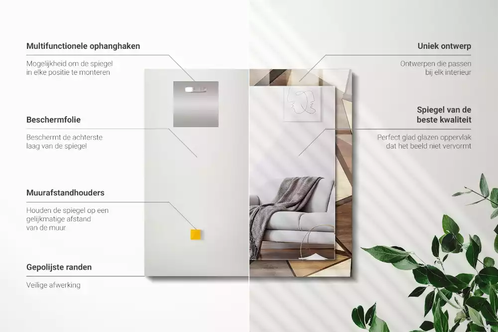 Decorațiuni perete cu oglindă Modele geometrice din lemn