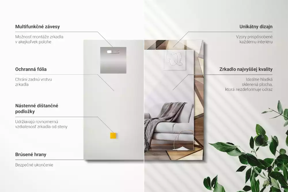 Decorațiuni perete cu oglindă Modele geometrice din lemn