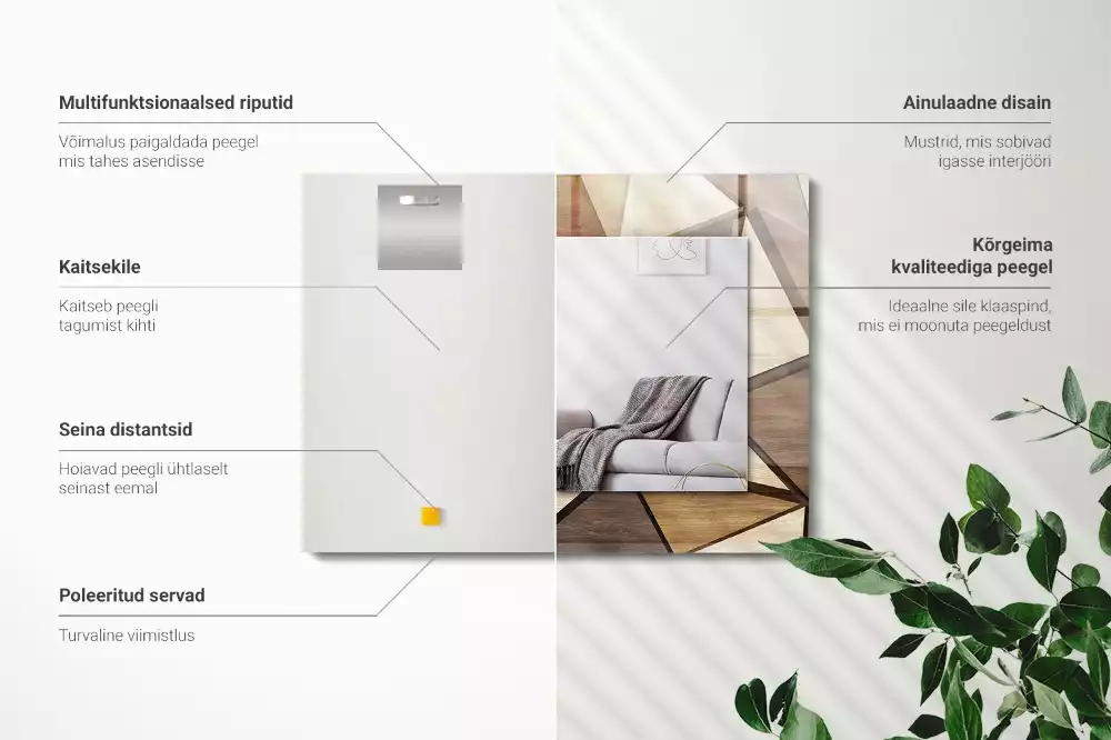 Decorațiuni perete cu oglindă Modele geometrice din lemn