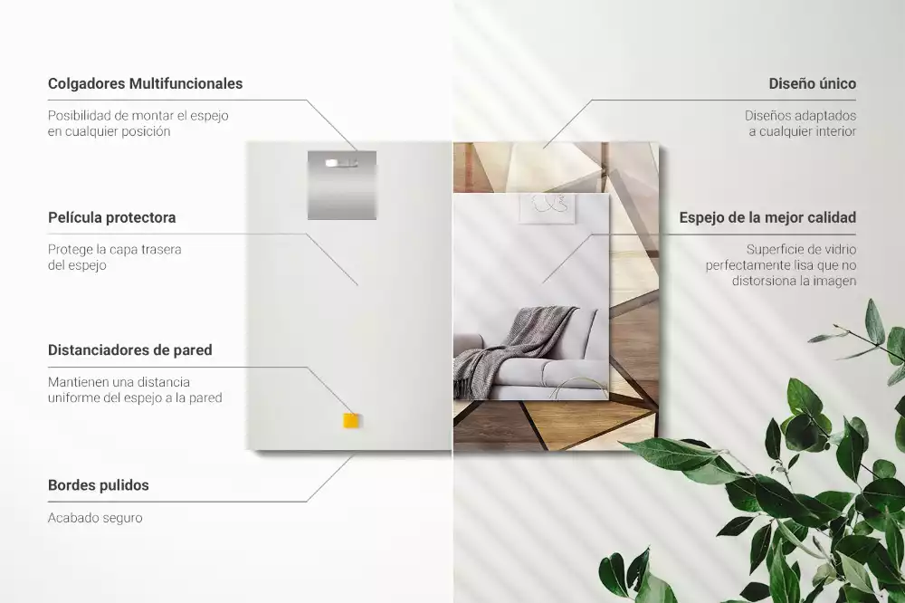 Decorațiuni perete cu oglindă Modele geometrice din lemn