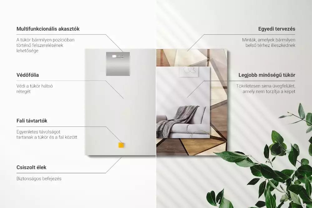 Decorațiuni perete cu oglindă Modele geometrice din lemn