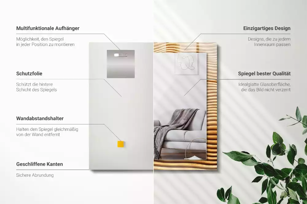 Oglindă imprimată Valuri din lemn