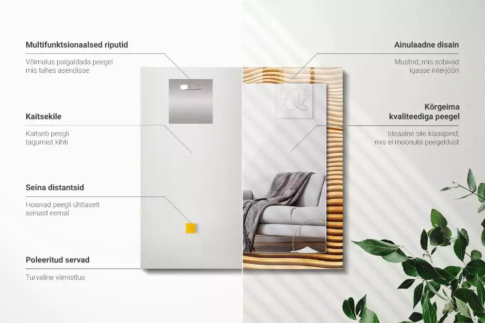 Oglindă imprimată Valuri din lemn