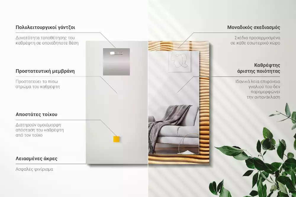 Oglindă imprimată Valuri din lemn