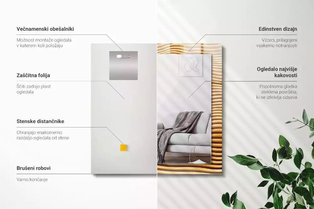 Oglindă imprimată Valuri din lemn