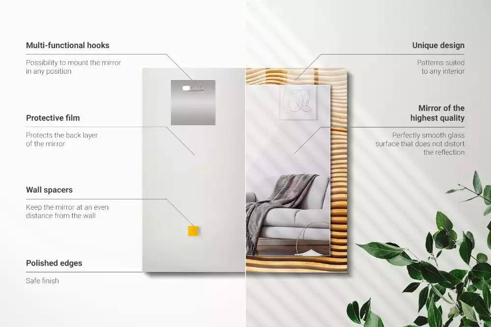 Oglindă imprimată Valuri din lemn