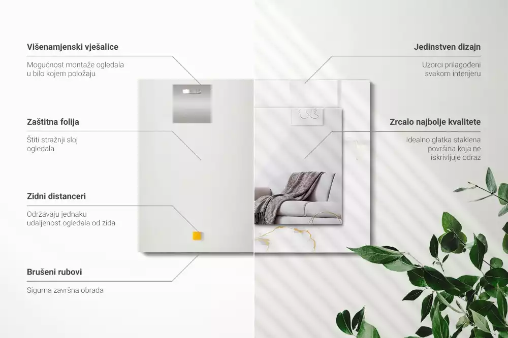 Decorațiuni de perete cu oglinzi Model marmură albă