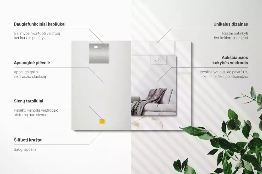 Decorațiuni de perete cu oglinzi Model marmură albă