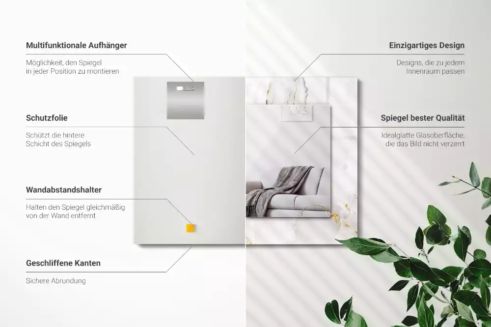 Oglindă imprimată Model marmură albă