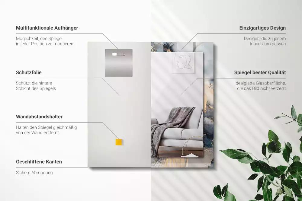 Decorațiuni de perete cu oglinzi Artă abstractă albastră