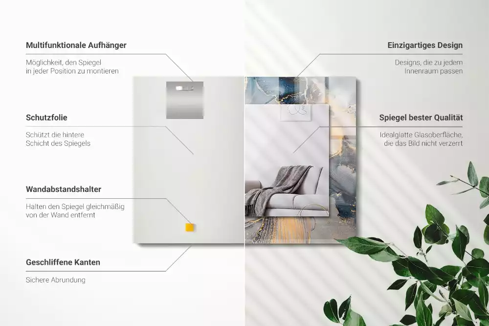 Decorațiuni de perete cu oglinzi Artă abstractă albastră