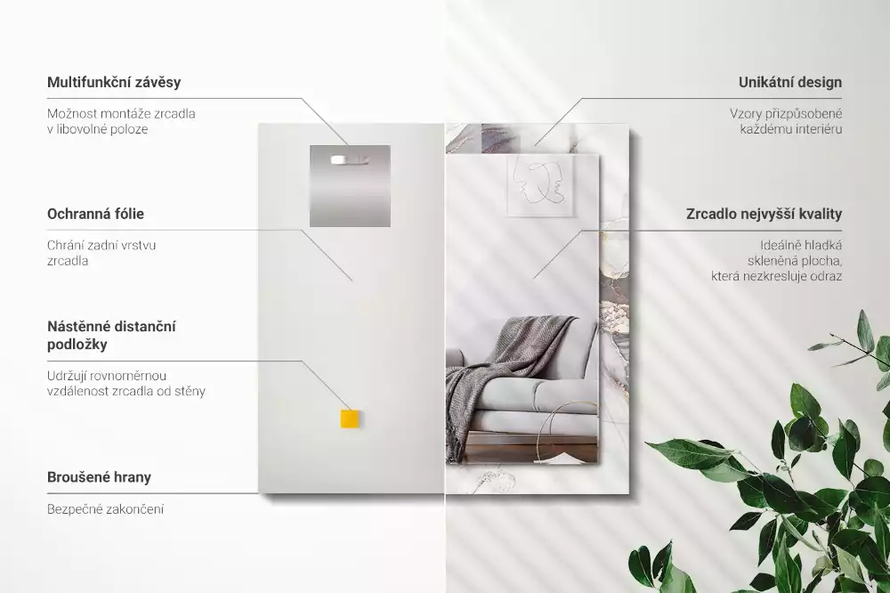 Decorațiuni perete cu oglindă Artă abstractă marmură