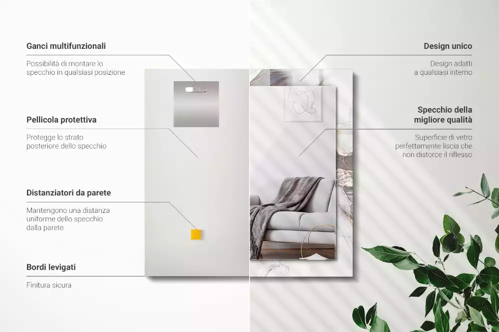 Decorațiuni perete cu oglindă Artă abstractă marmură