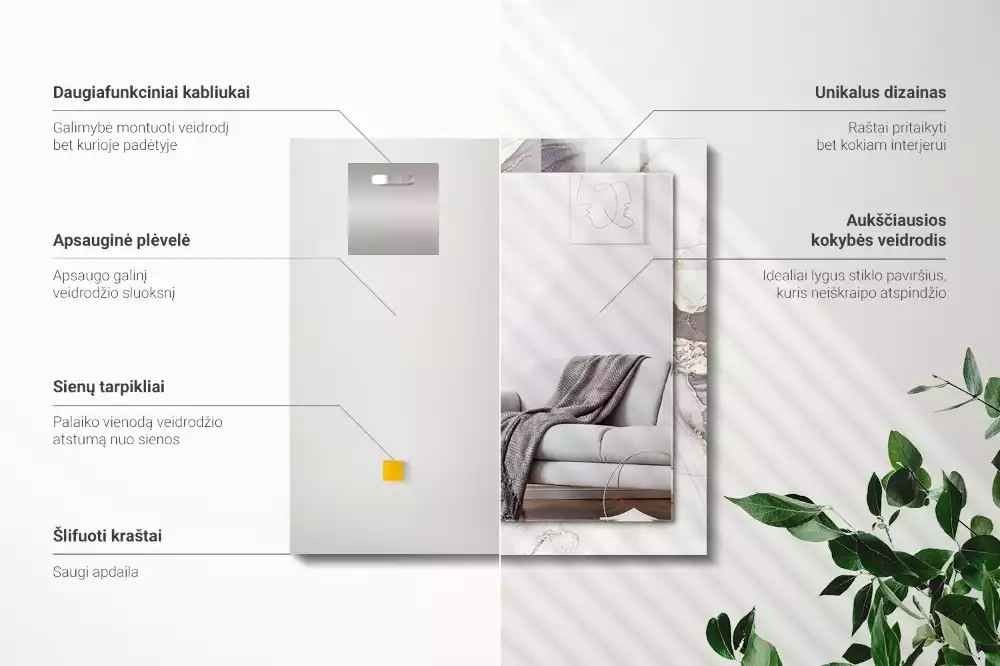 Decorațiuni perete cu oglindă Artă abstractă marmură