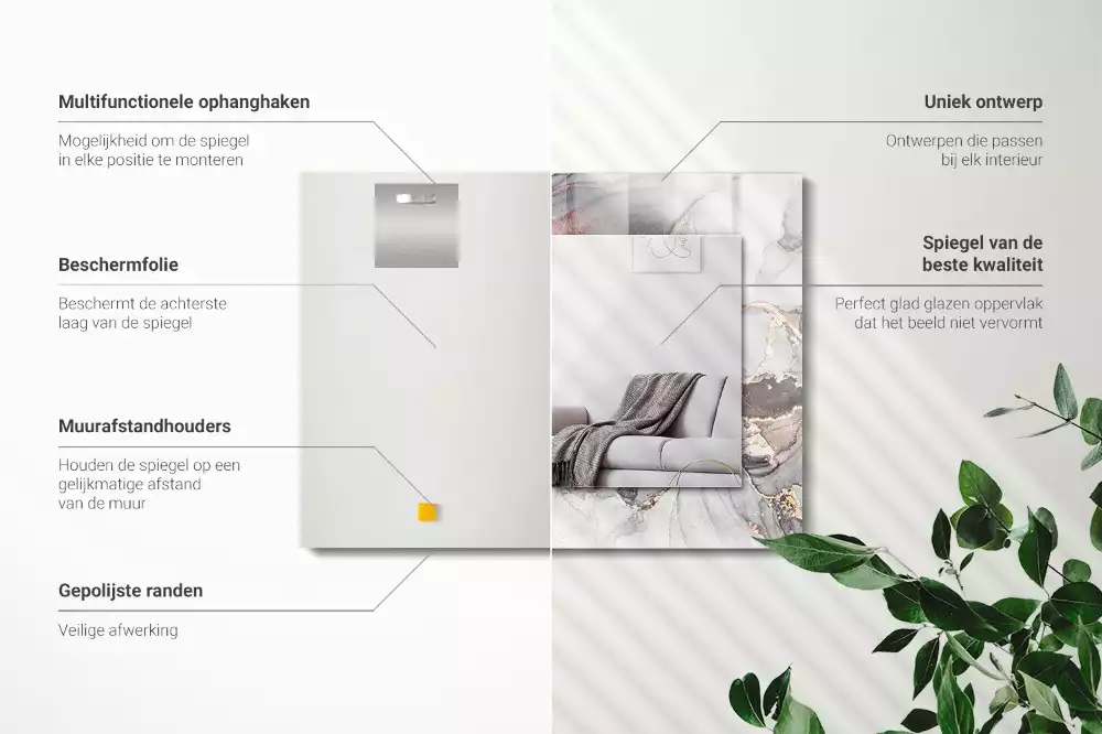 Decorațiuni perete cu oglindă Artă abstractă marmură