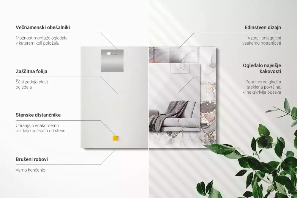 Decorațiuni perete cu oglindă Artă abstractă marmură