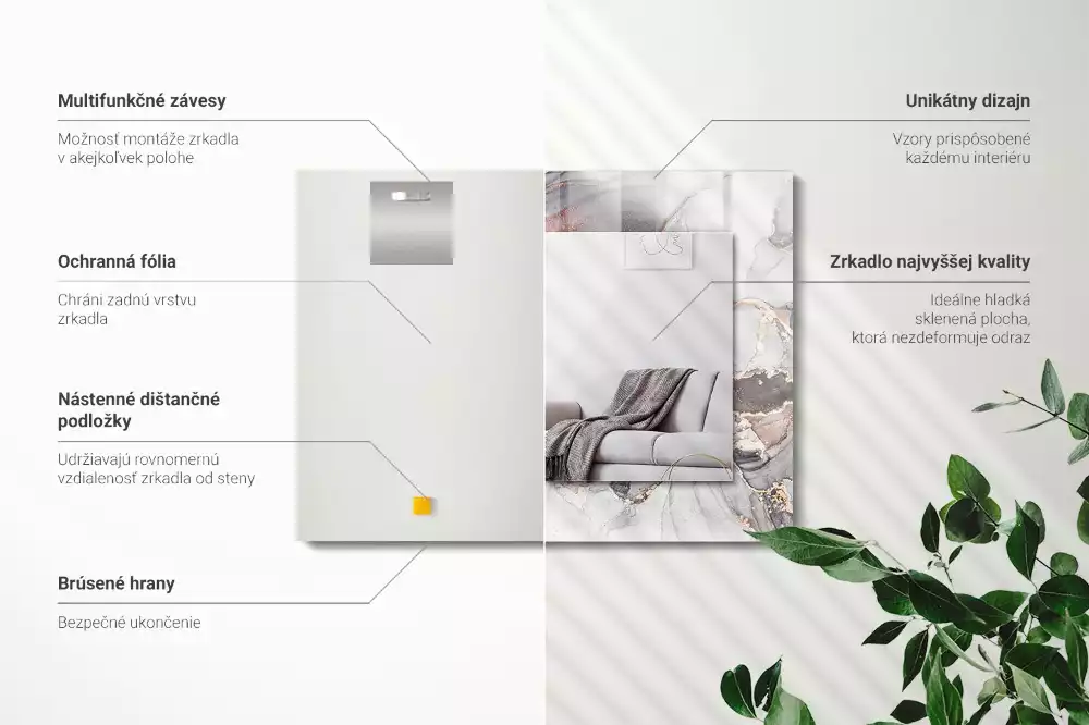 Decorațiuni perete cu oglindă Artă abstractă marmură