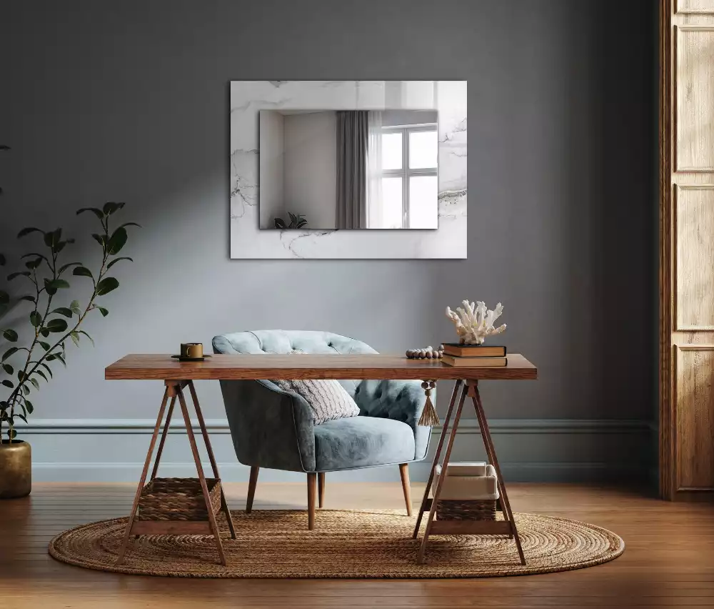 Decorațiuni de perete cu oglinzi Model de marmură albă