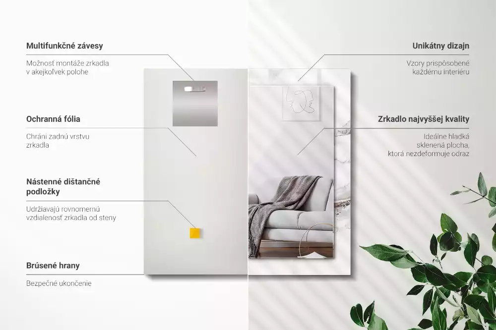 Decorațiuni de perete cu oglinzi Model de marmură albă