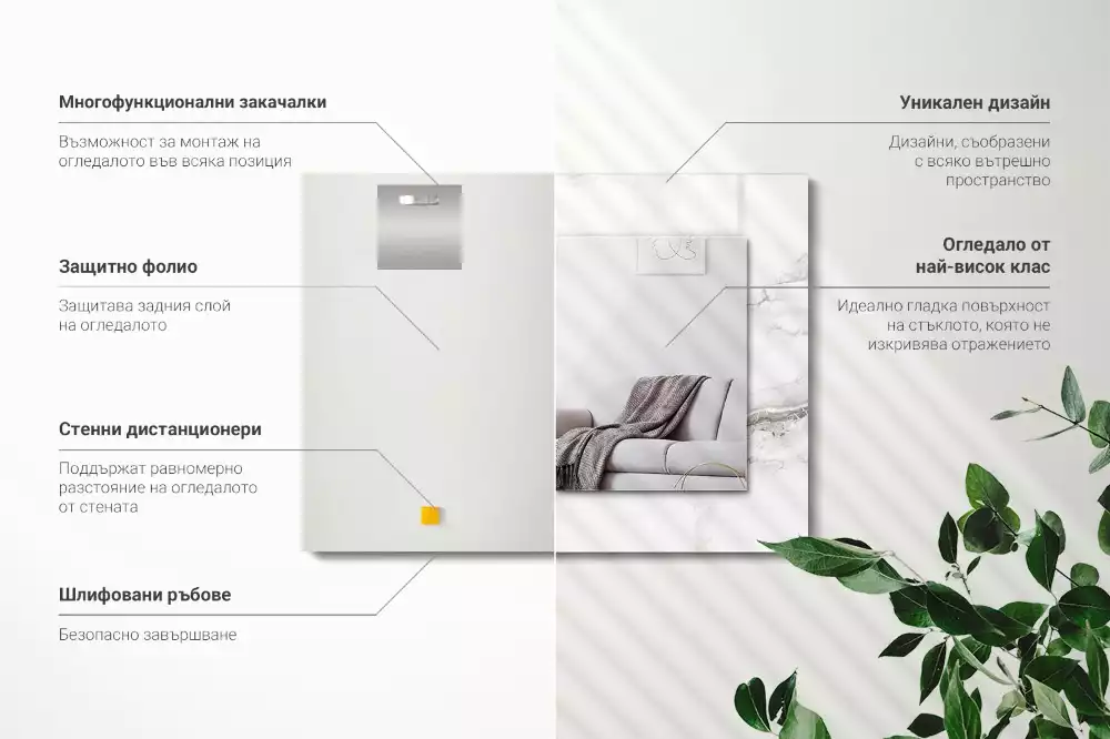 Decorațiuni de perete cu oglinzi Model de marmură albă