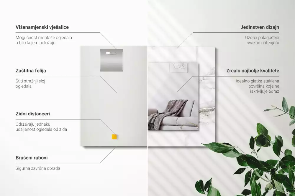 Decorațiuni de perete cu oglinzi Model de marmură albă